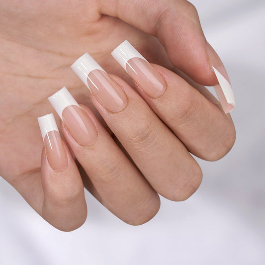 Nude Long Square Nails - Press-On Nail Rings