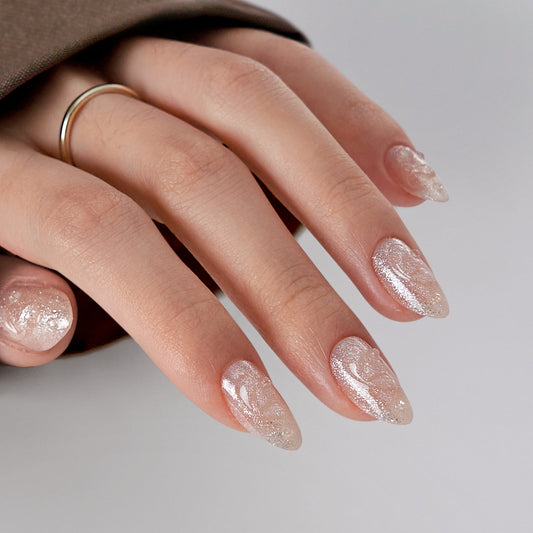 Golden Fizz Almond Nails - Press-On Nail Rings