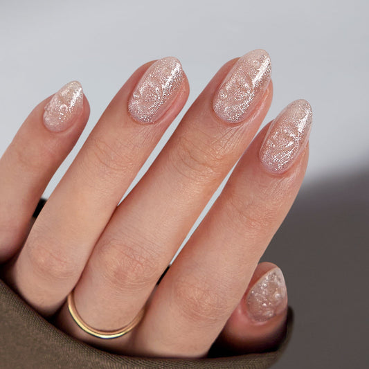 Golden Fizz Almond Nails - Press-On Nail Rings