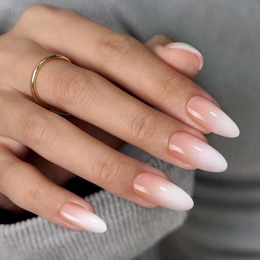 Peach Ombre Medium Almond Nails - Press-On Nail Rings