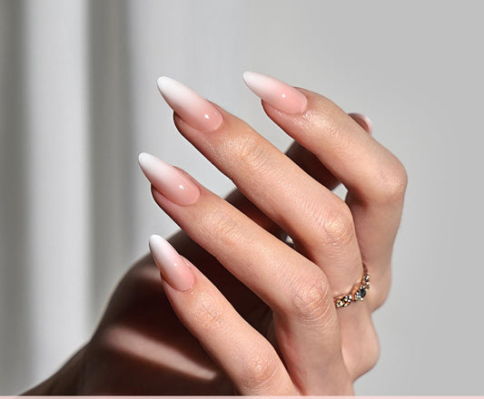 Peach Ombre Medium Almond Nails - Press-On Nail Rings